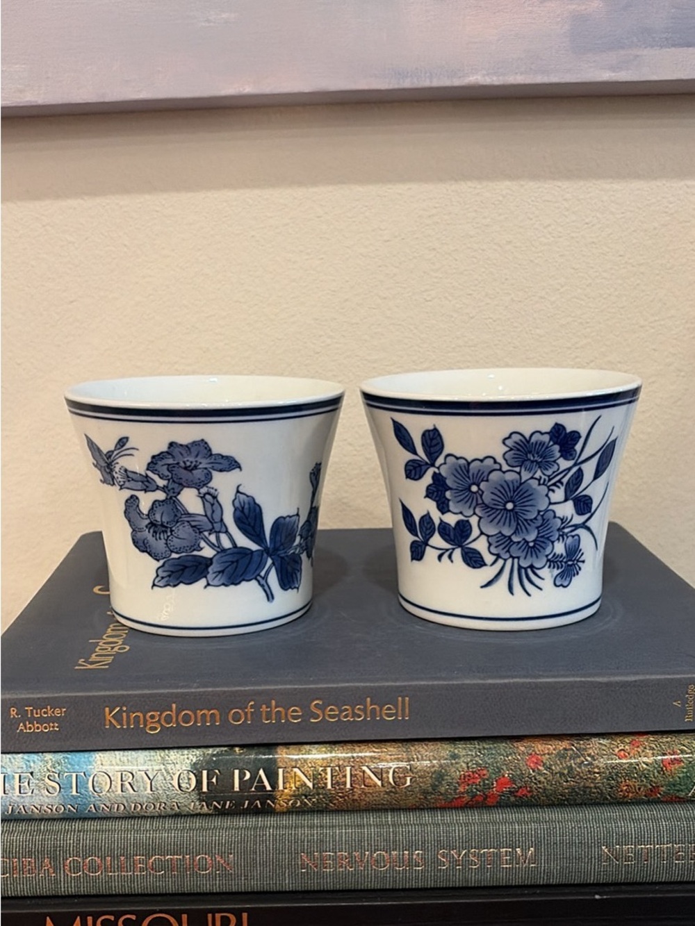 Vintage Chinoiserie Flower Pot Planter Ceramic Flow Blue Delft Asian